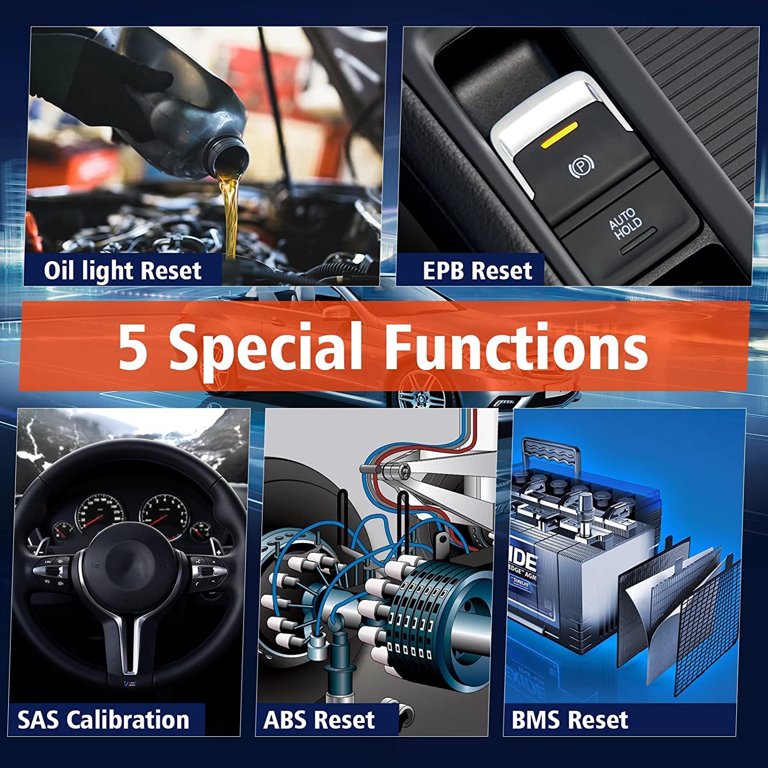 ANCEL FX3000 Automotive Diagnostic Tool Car OBD Scanner - Diagnostics Scan Tool Vehicle Check Engine Transmission Airbag SRS ABS Car EPB Oil Reset Service Light SAS BMS Reset