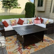 94” Wide Outdoor Wicker Patio Sectional with Cushions