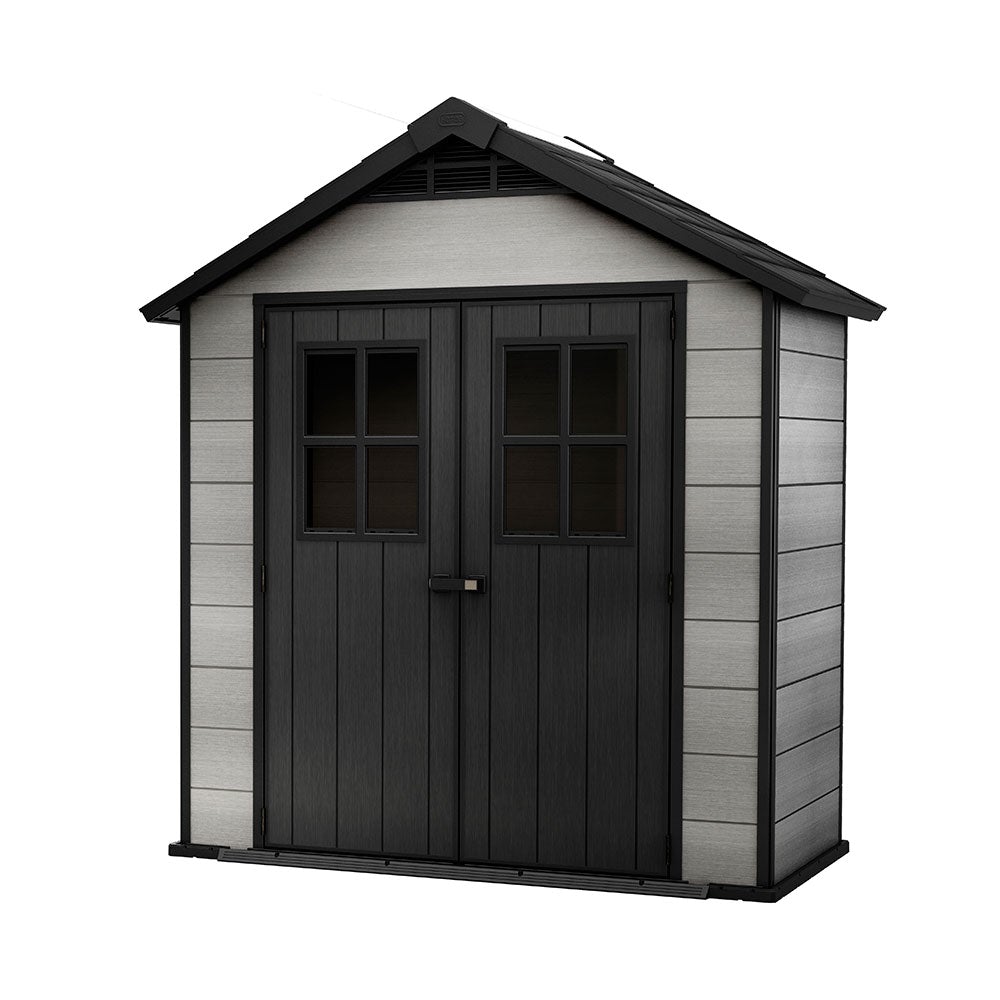 Keter Oakland Outdoor Plastic Garden Storage Shed, 7.5 x 4 feet - Grey
