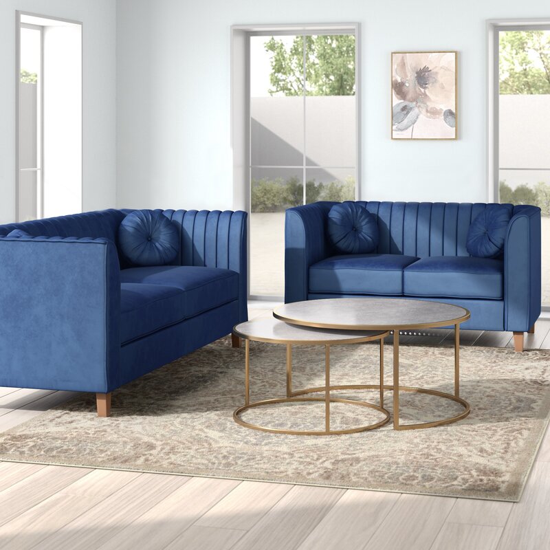 Cely 2 Piece Velvet Living Room Set