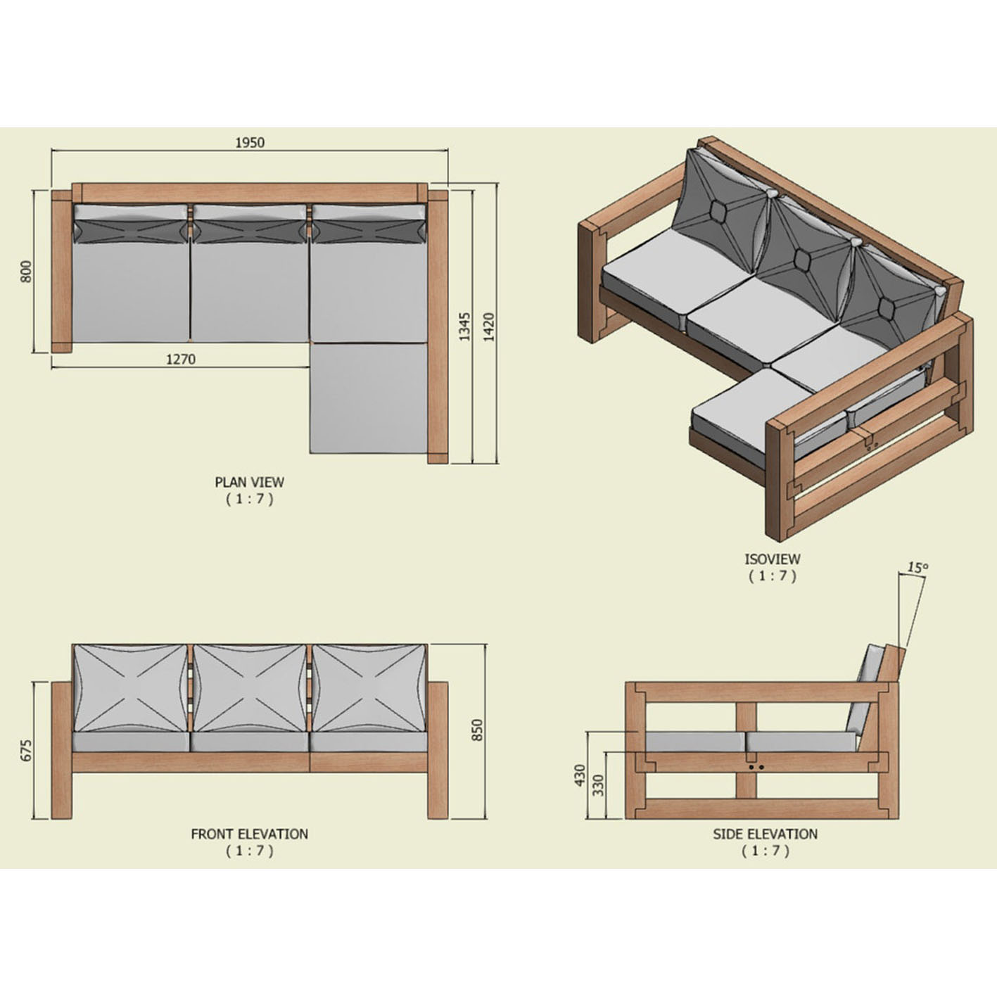 Rustic/Industrial Solid Wood Garden Sofa/Bench/Chair/Lounger