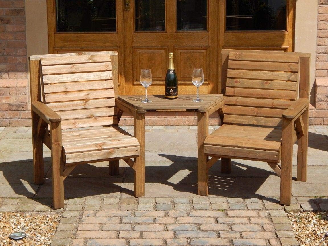 WOODEN GARDEN FURNITURE ANGLED COMPLETE SET