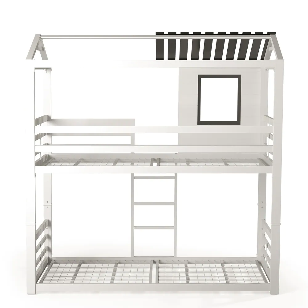 Furniture of America Vaia White Twin-over-Twin Metal Bunk Bed