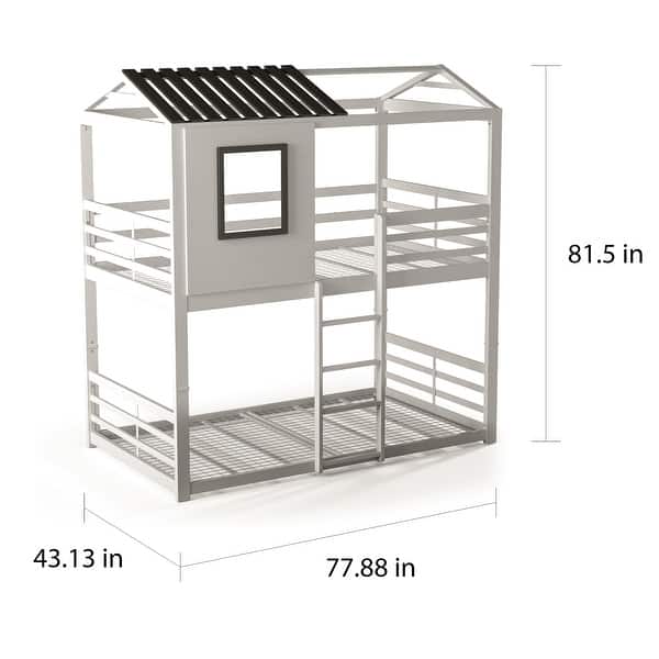 Furniture of America Vaia White Twin-over-Twin Metal Bunk Bed
