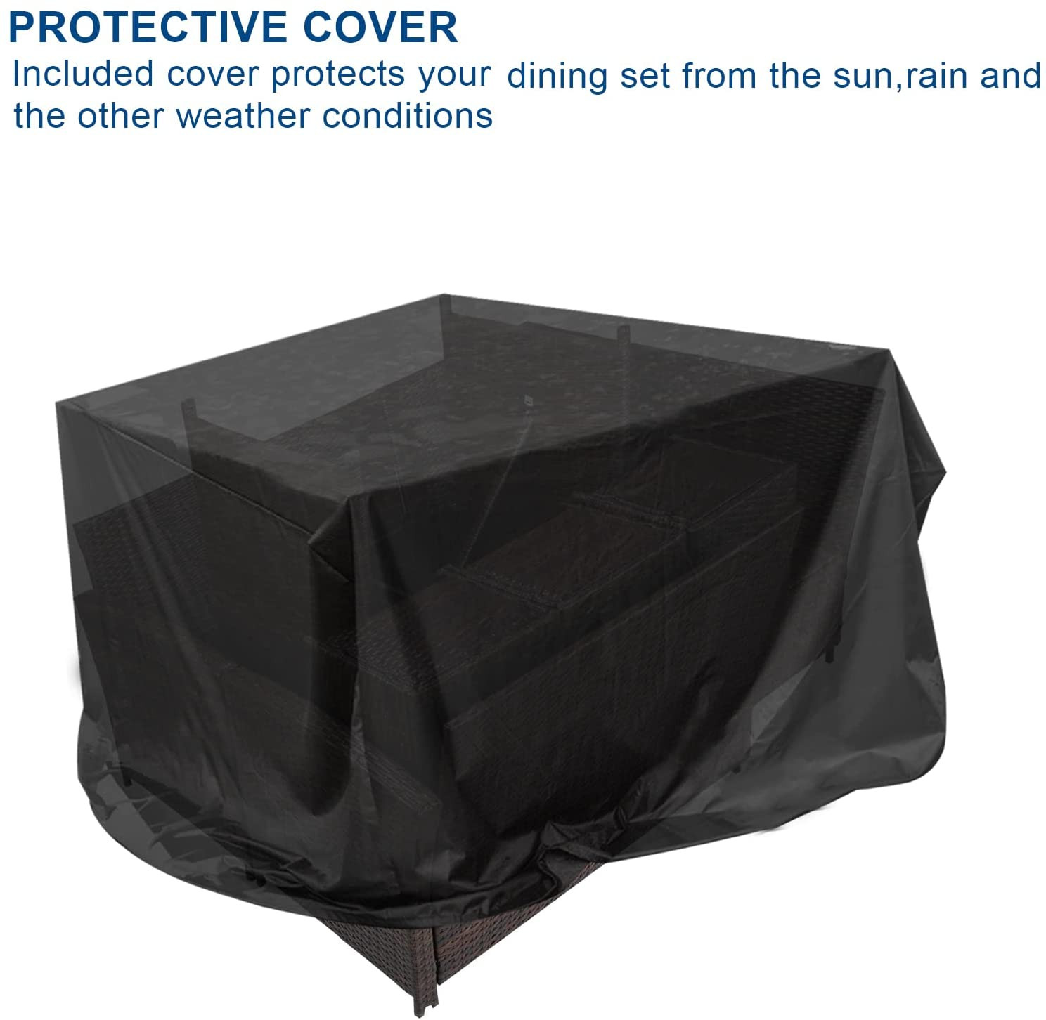 Bonnlo 9 Seater Rattan Dining Set, Rattan Garden Furniture Set Outdoor Furniture Wicker Patio Dining Table and Chair Set with Glass Top and Soft Cushions (Grey)