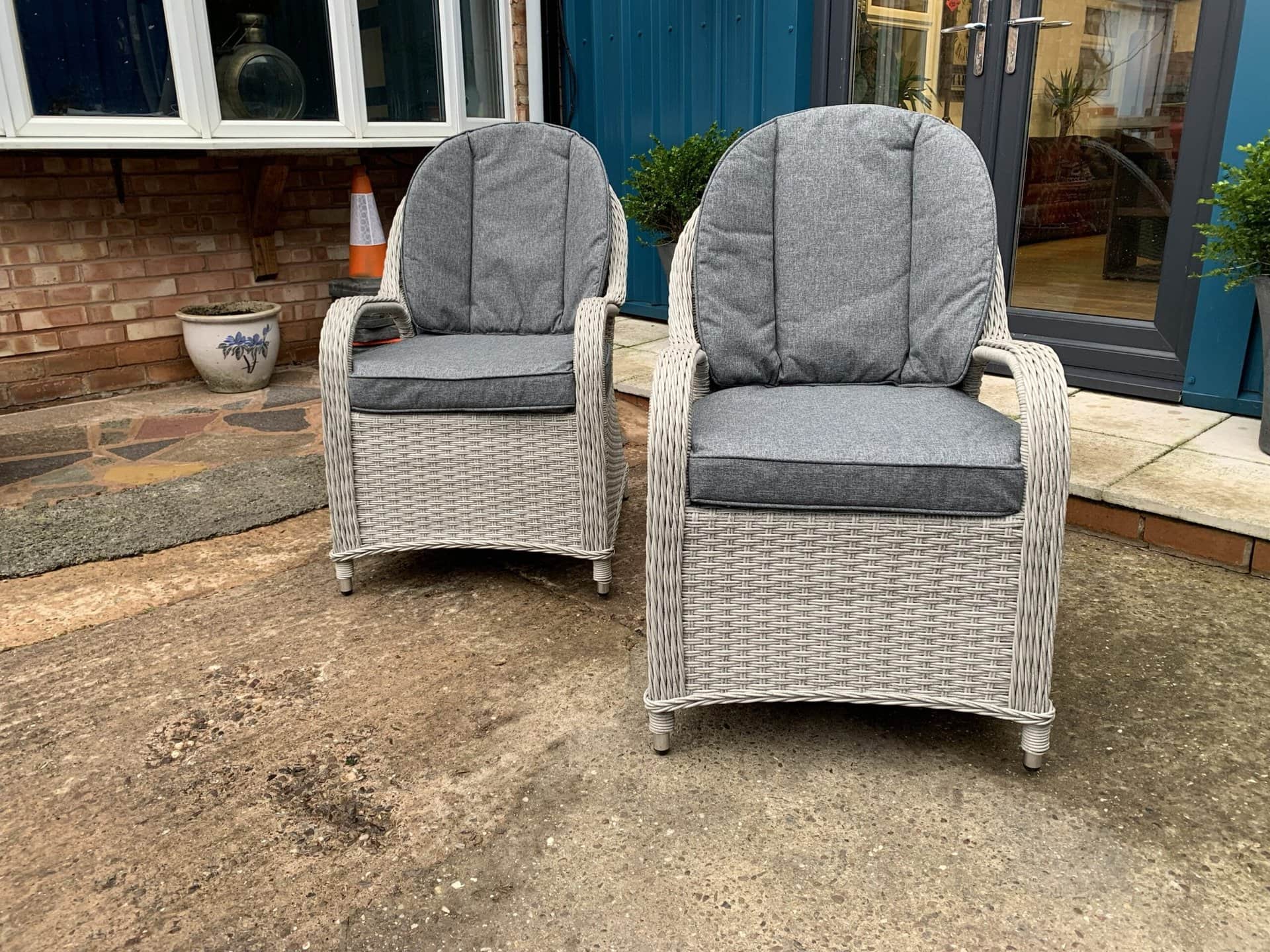 Rattan Firepit Dining Patio Set With 4 Chairs