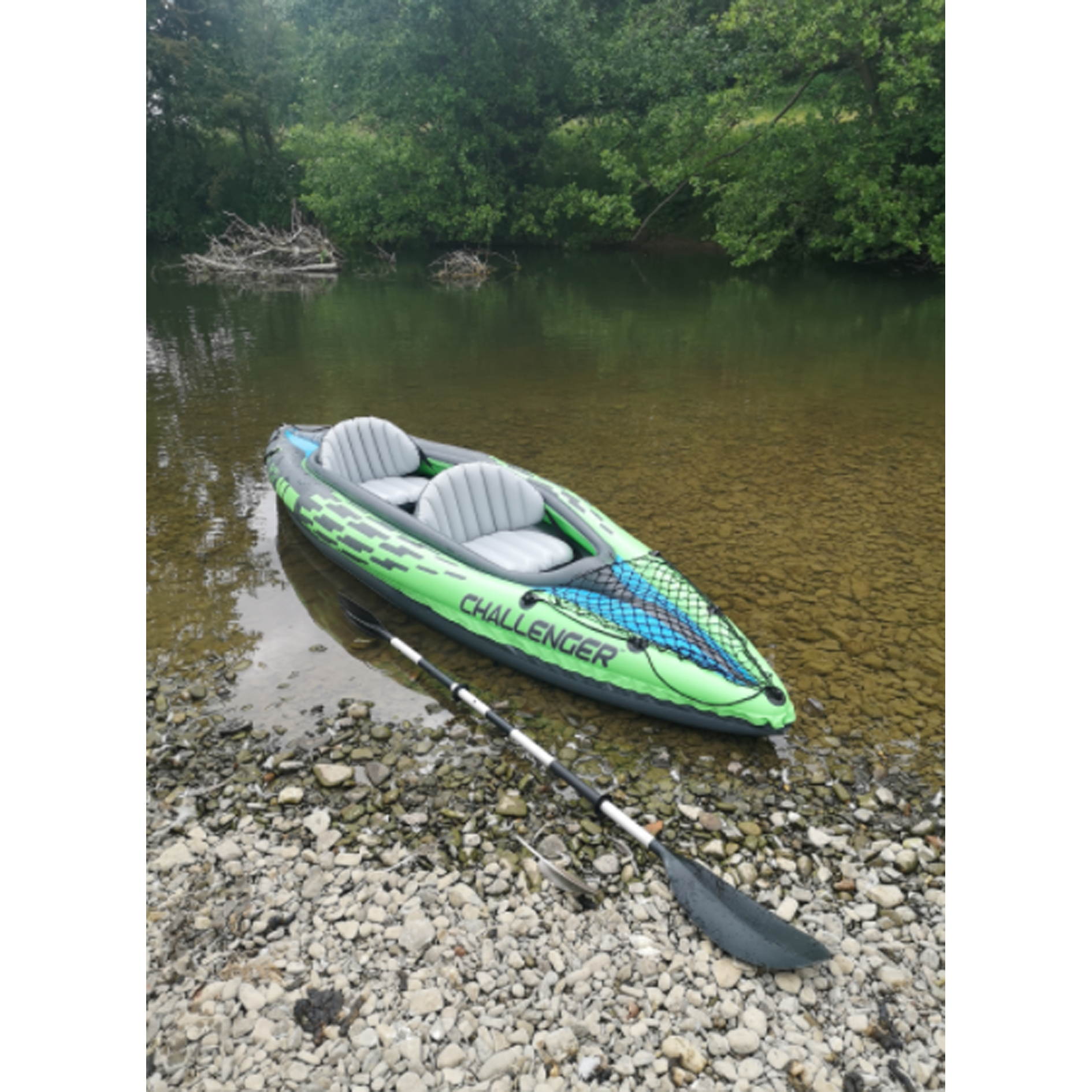 Intex K2 Challenger Kayak 2 Person Inflatable Canoe with Aluminum Oars and Hand Pump