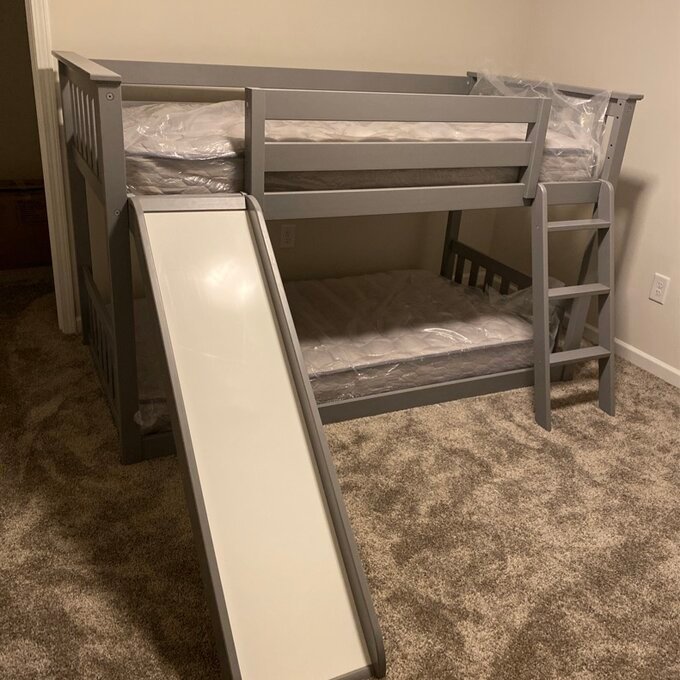 Jeniffer Twin Over Twin solid wood standard bunk bed by Harriet Bee