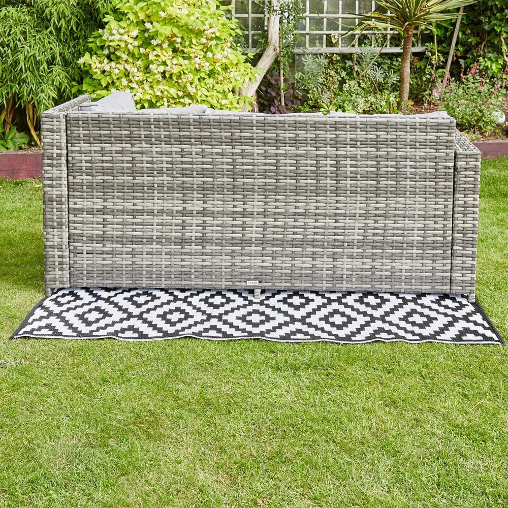 BARCELONA 9 SEATER RATTAN GARDEN DINING SET WITH RISING TABLE IN GREY