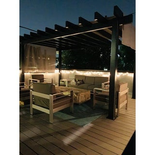 Cape Coral Outdoor 7-seater Chat Set by Christopher Knight Home - Set w/Light Fire Table