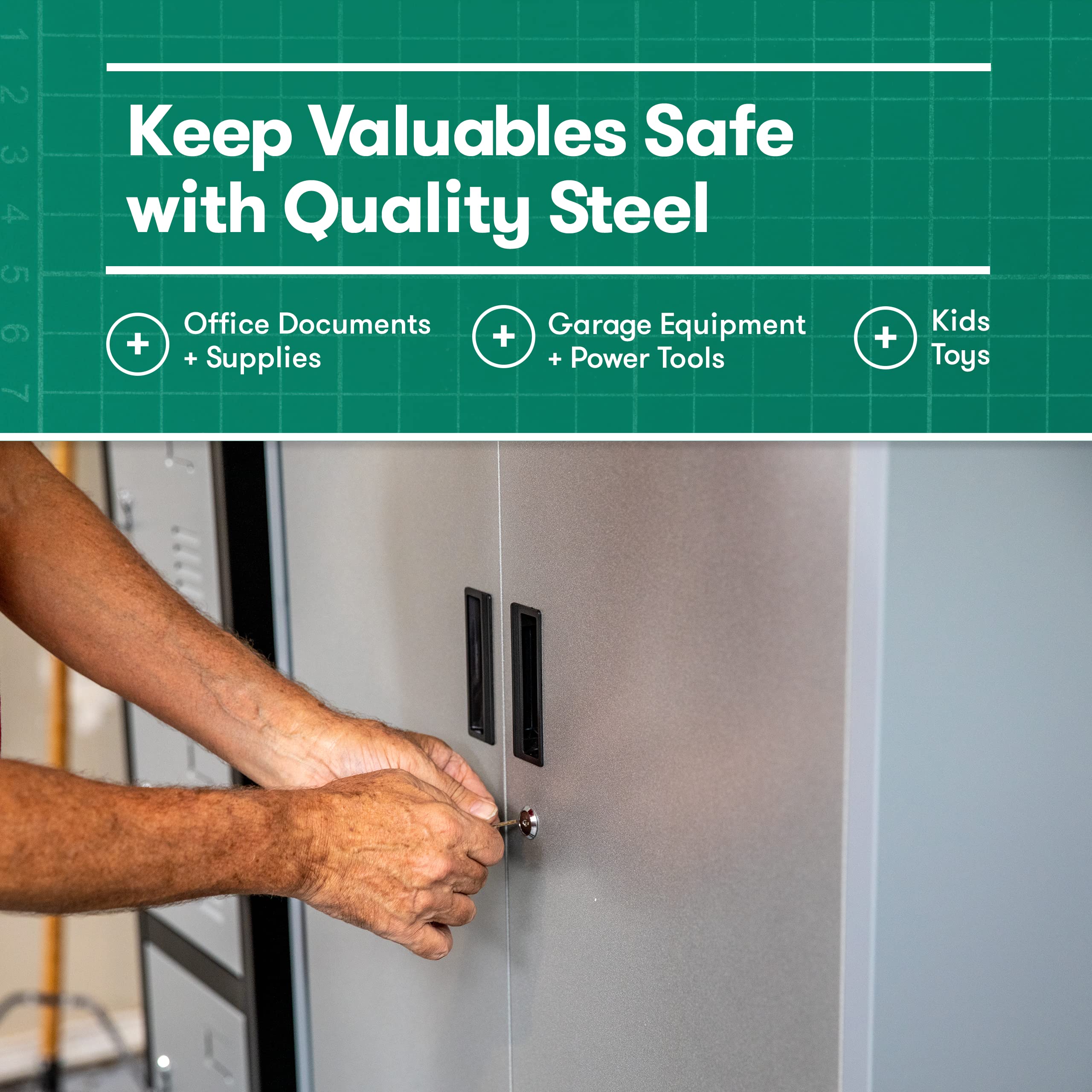 Fedmax Storage Cabinet – 71 Inch, Steel Utility Cupboard with Locks & Adjustable Shelves for Garage, Office, Classroom and Kitchen - Gray