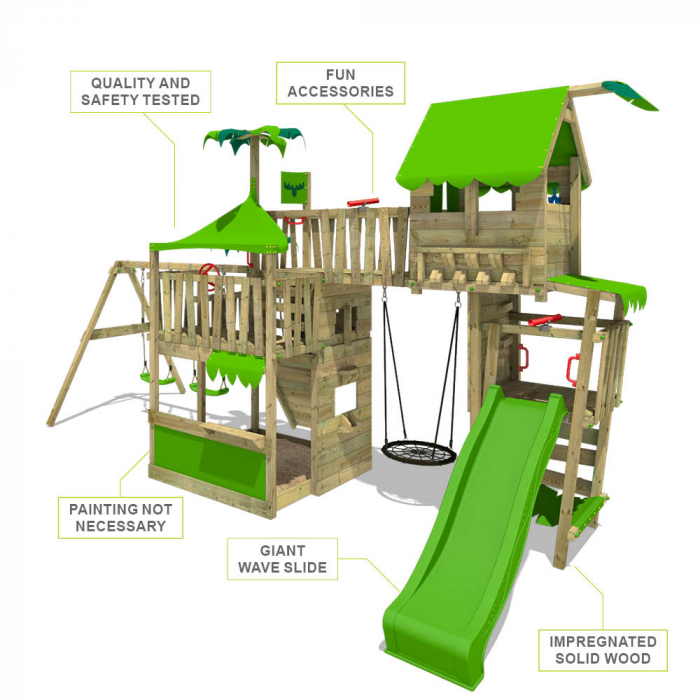 Caribbean climbing frame with double swing