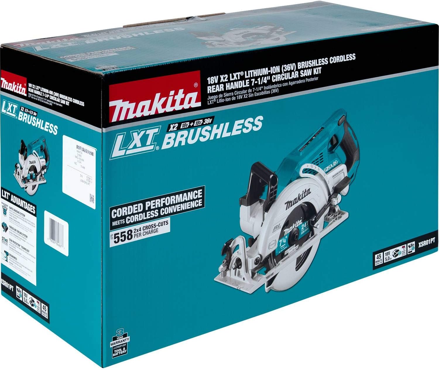 Makita XSR01PT 36V (18V X2) LXT® Brushless Rear Handle 7-1/4