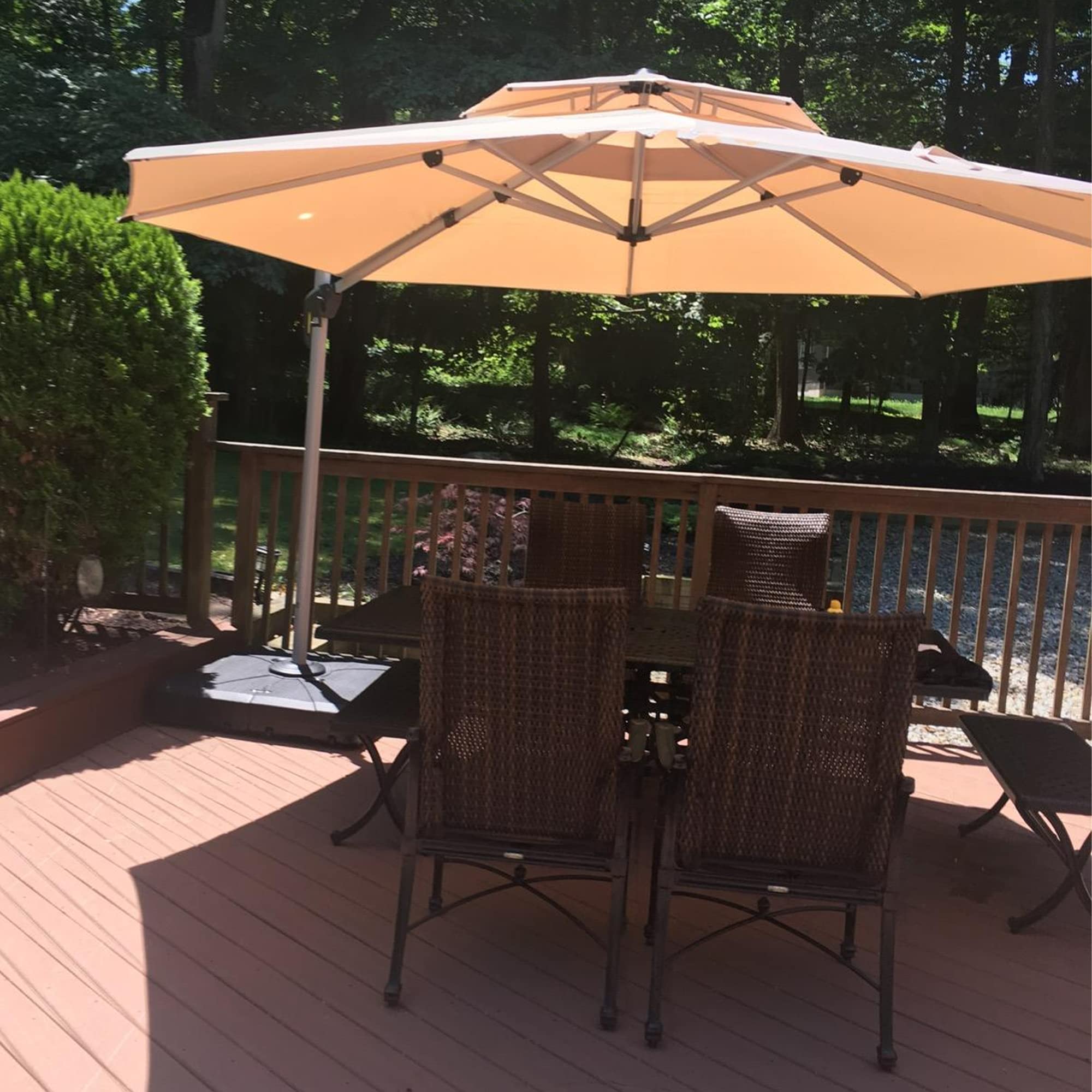 PURPLE LEAF 3.65 M Garden Cantilever Parasol, Large Round Overhanging Patio Umbrella with Crank Handle and Tilt for Balcony and Outdoor