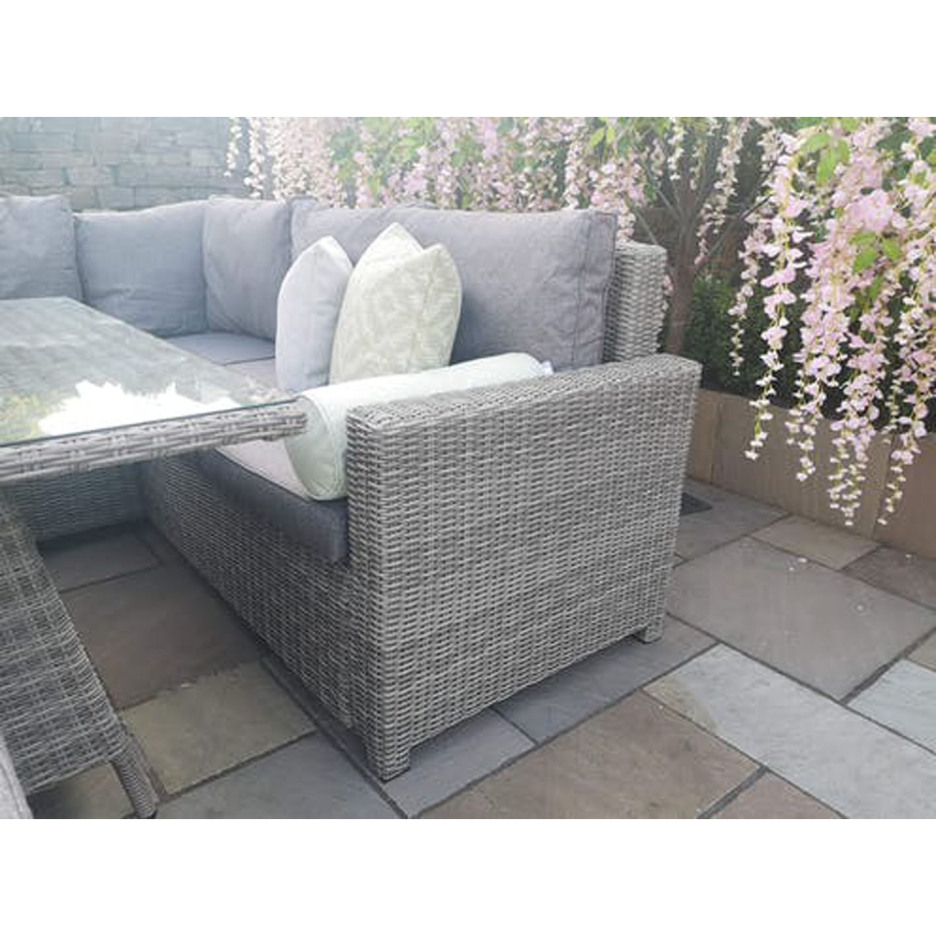Alba Extreme Compact Rattan Outdoor Corner Sofa Set with Dining Table