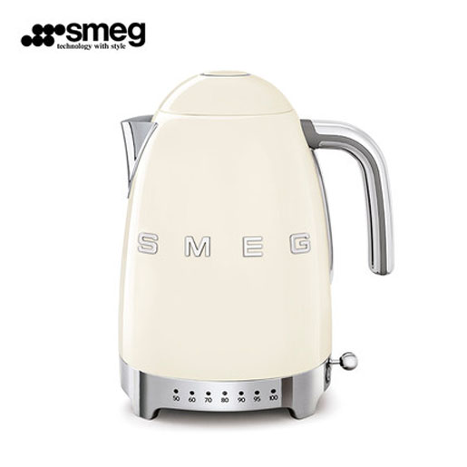 Smeg KLF04CRUK 1.7Ltr Variable Temperature Controlled Kettle and TSF03CRUK 4 Slice Toaster in Retro Cream