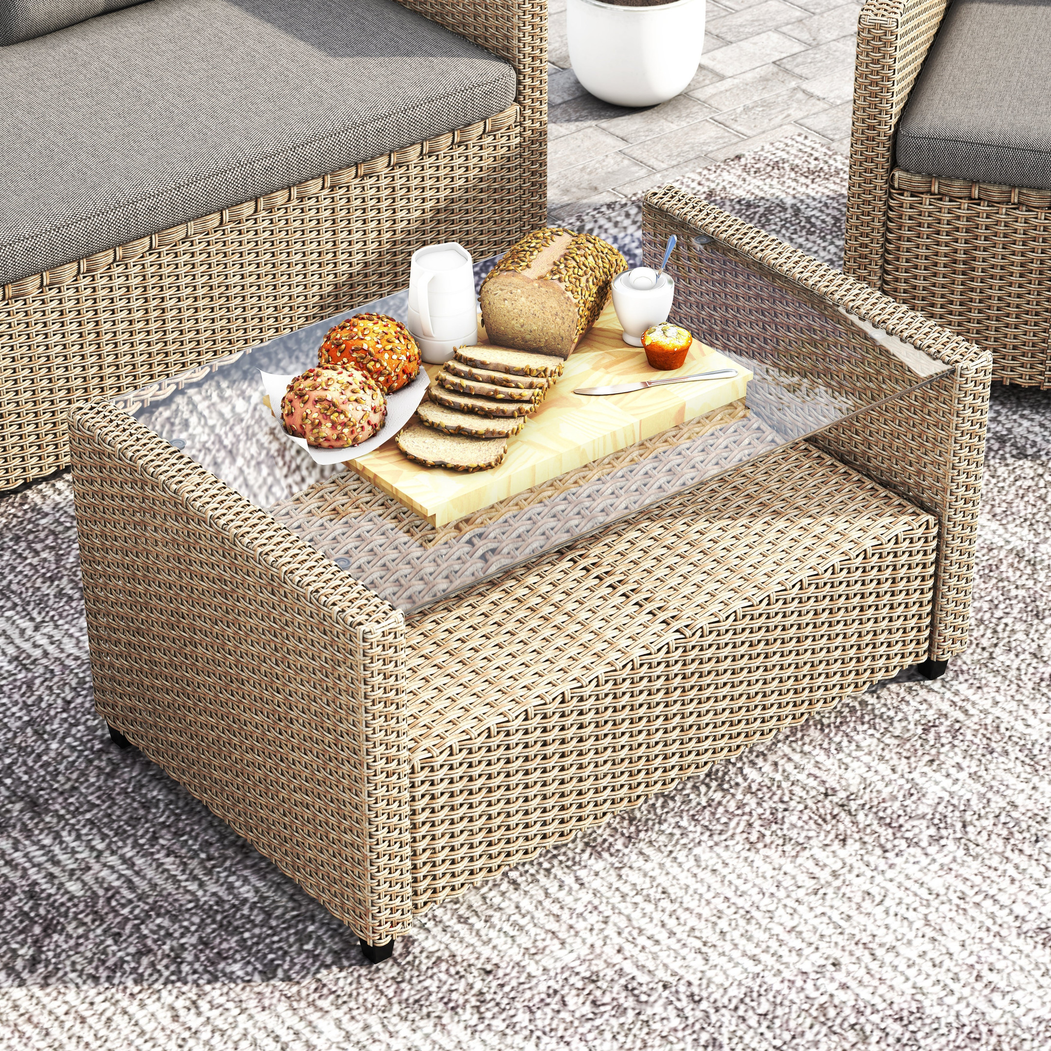 Corvus Armitage 4-piece Outdoor Wicker Sofa Set with Cushions