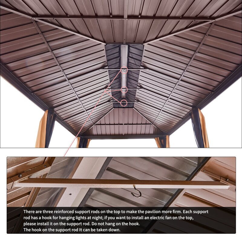 20 Ft. W x 12 Ft. D Galvanized Steel Patio Gazebo