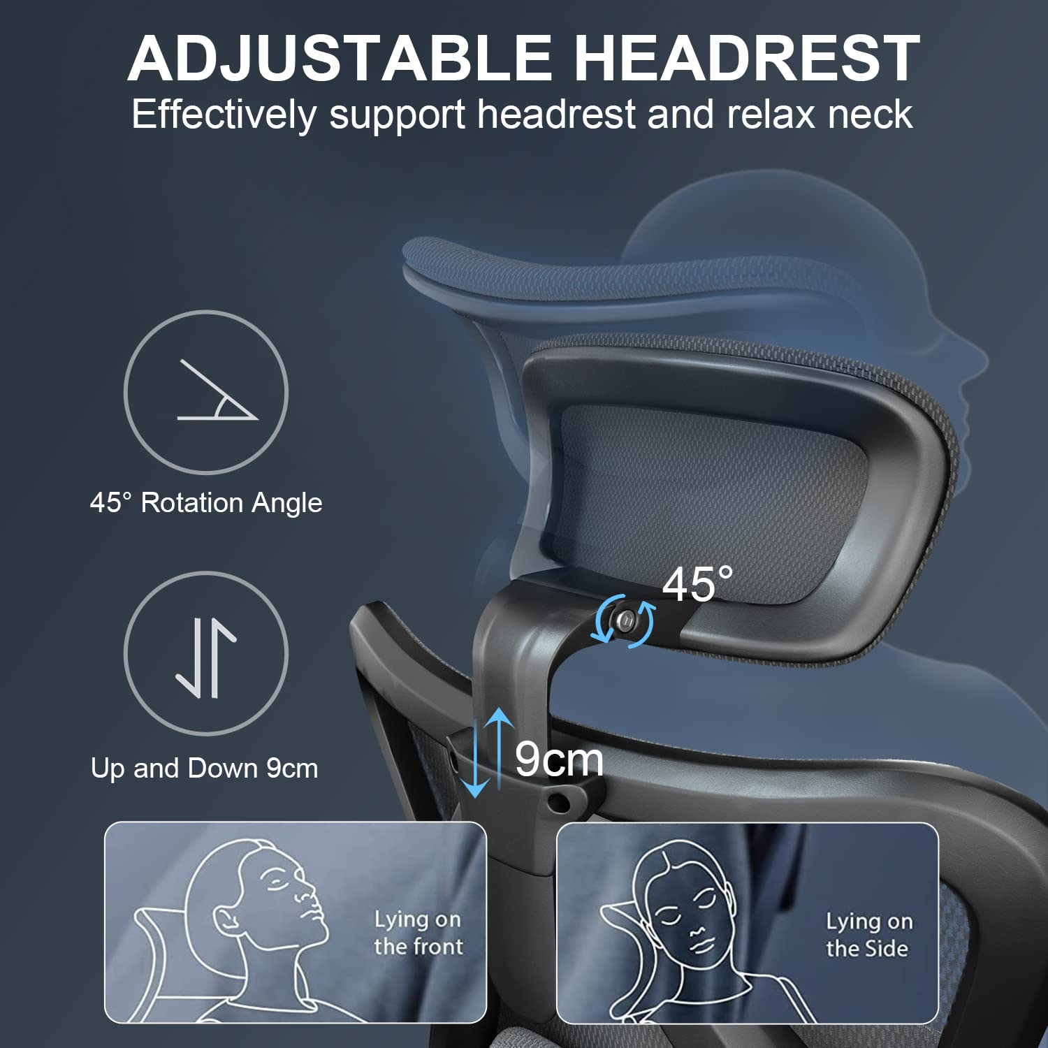 SIHOO Office Desk Chair, Ergonomic Computer Office Chair with Adjustable Headrest and Lumbar Support,High Back Executive Swivel Chair