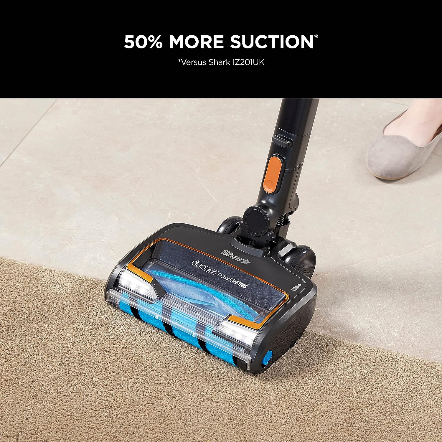 Shark Cordless Stick Vacuum Cleaner with Anti Hair Wrap, 60 Minute Run Time Battery, Flexible DuoClean Vacuum Cleaner with Multi-Surface & Crevice Tools, Black & Copper IZ300UK