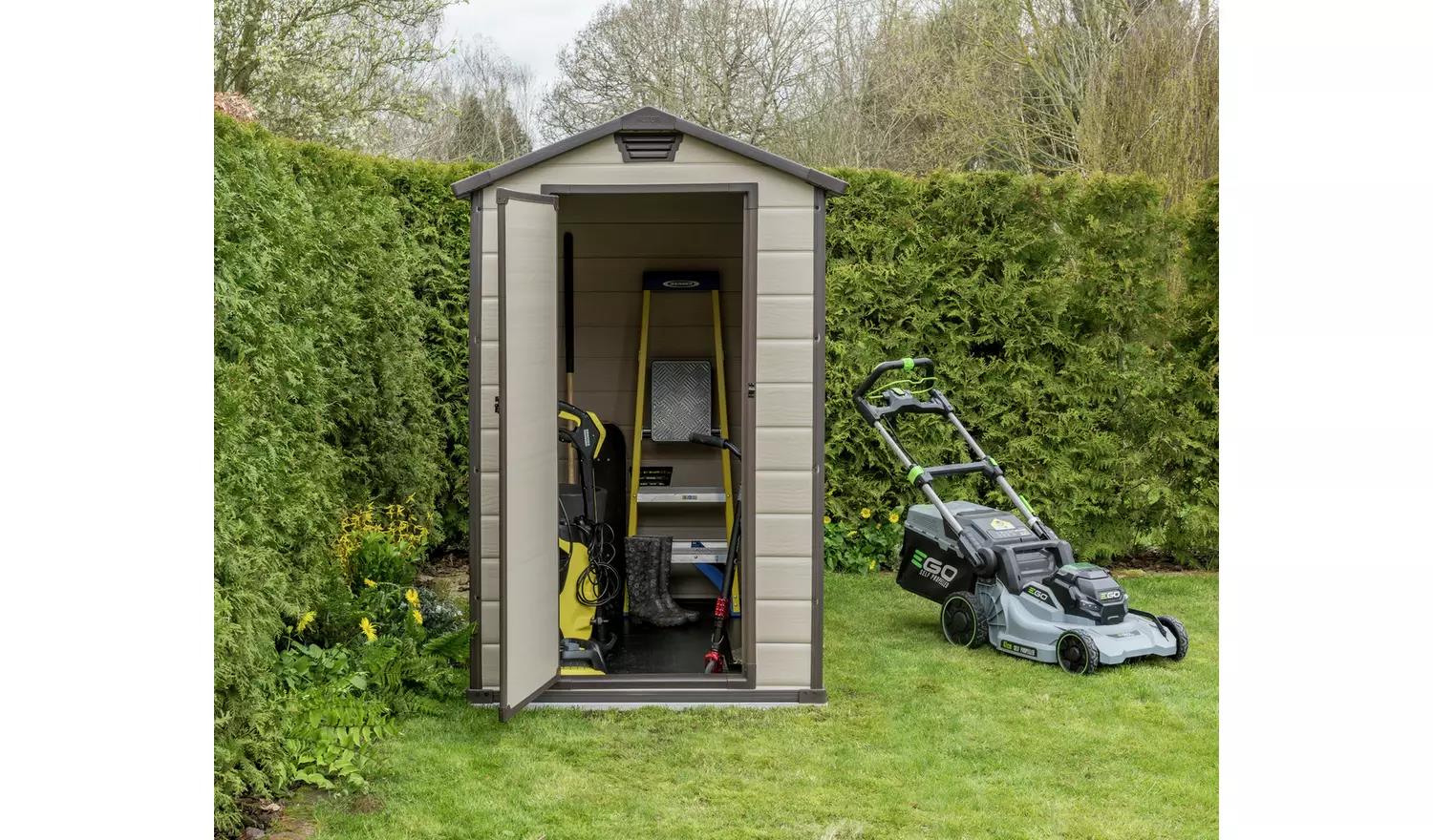 Keter Manor Apex Garden Storage Shed 4 x 6ft – Beige/Brown