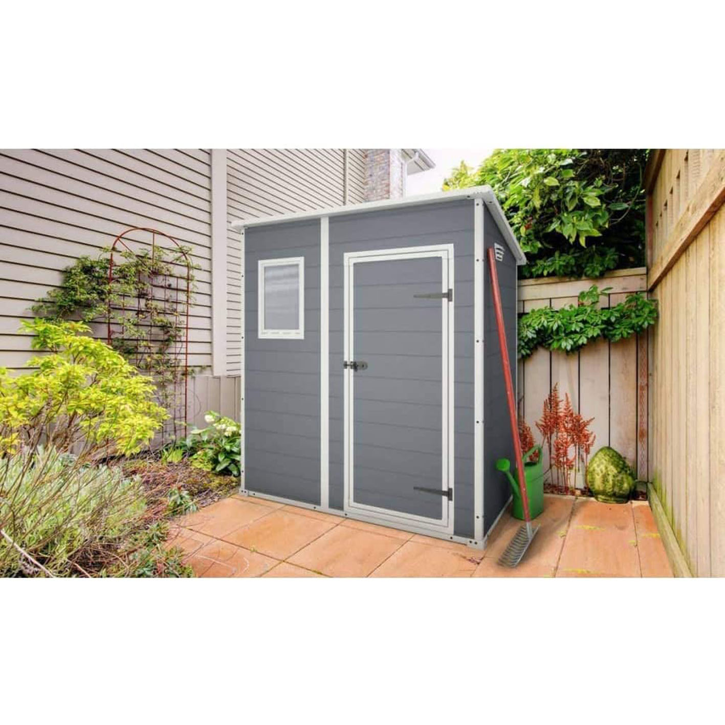 Kate Manor Loft Outdoor Plastic Garden Storage Shed, 6 x 6 Feet