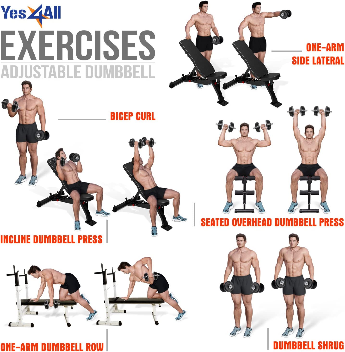 Yes4All Adjustable Dumbbells 40,  52.5lbs