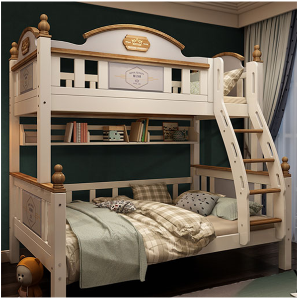 Solid wood high and low bed