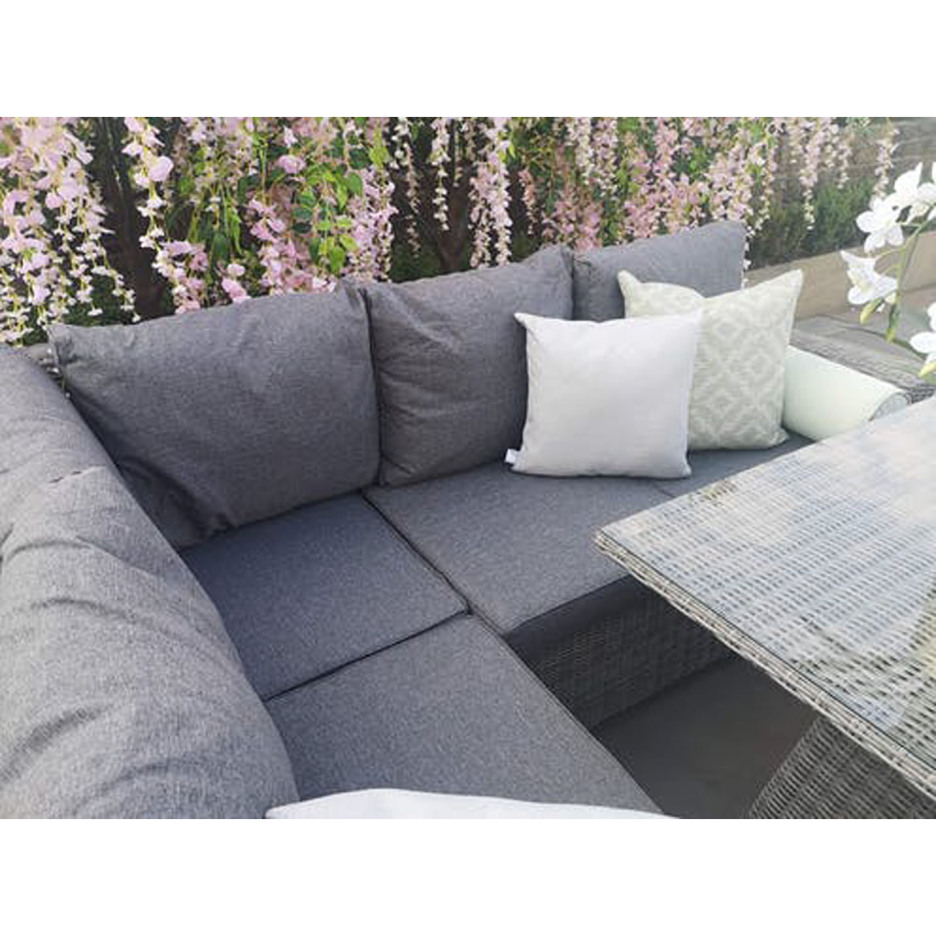 Alba Extreme Compact Rattan Outdoor Corner Sofa Set with Dining Table