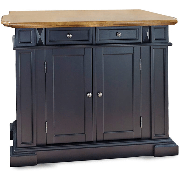 Homestyles Americana Kitchen Island with Wood Top and Drop Leaf Breakfast Bar, Storage with Drawers and Adjustable Shelves, 50 Inch Width, 49.75 inches