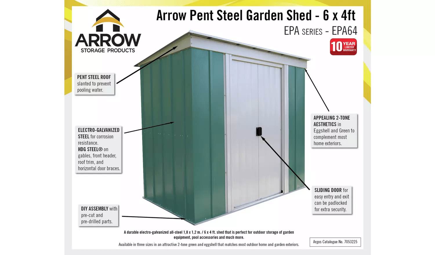 Metal Garden Shed - 6 x 4ft