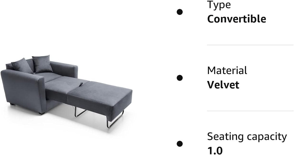 Abakus Direct  Olly Single Sofa Bed Foldable Convertible Lounger Armchair in Easy Clean Velvet Fabric