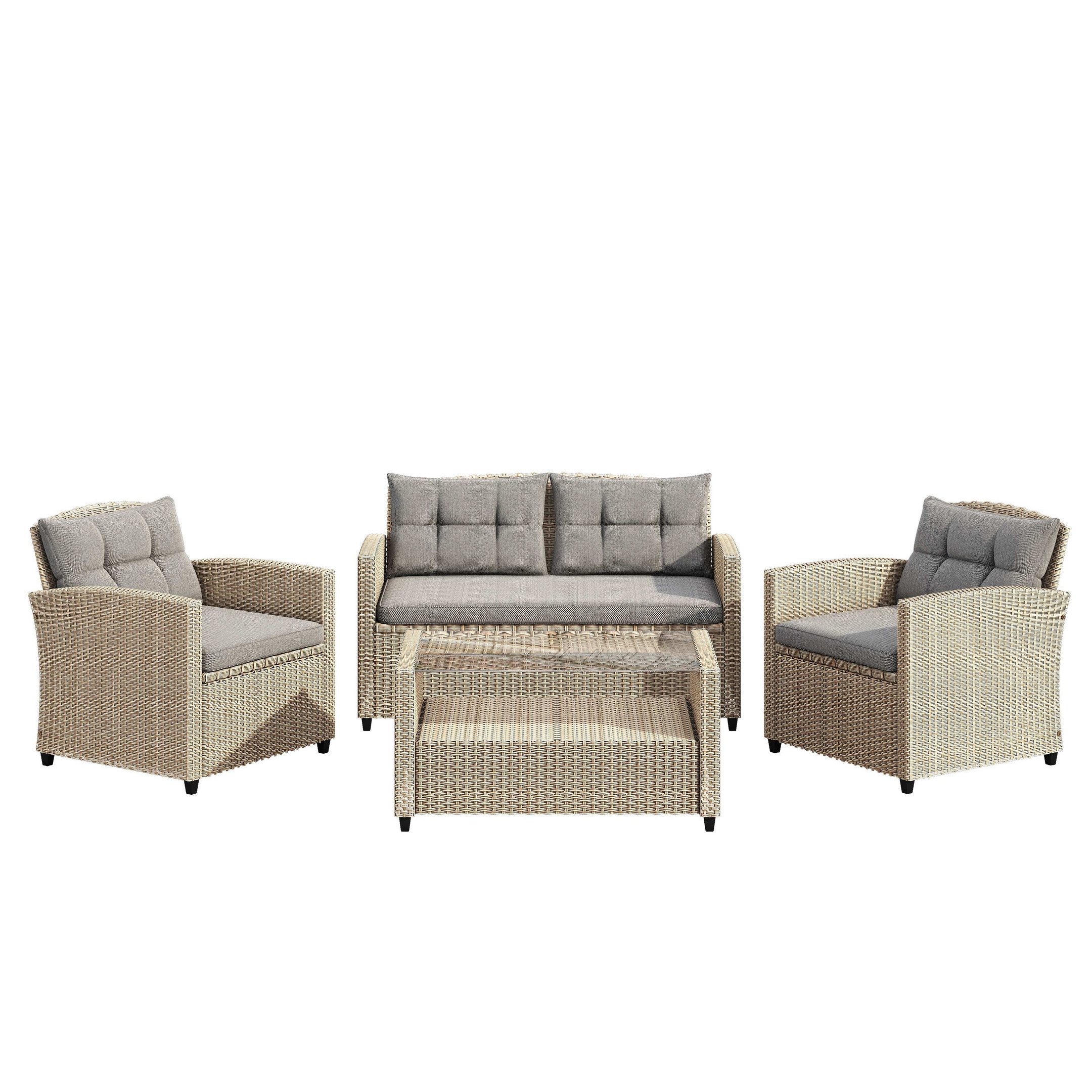 Corvus Armitage 4-piece Outdoor Wicker Sofa Set with Cushions