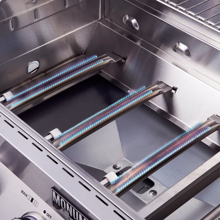 Monument Grills 4 - Burner Free Standing Liquid Propane 72000 BTU Gas Grill with Side Burner and Cabinet