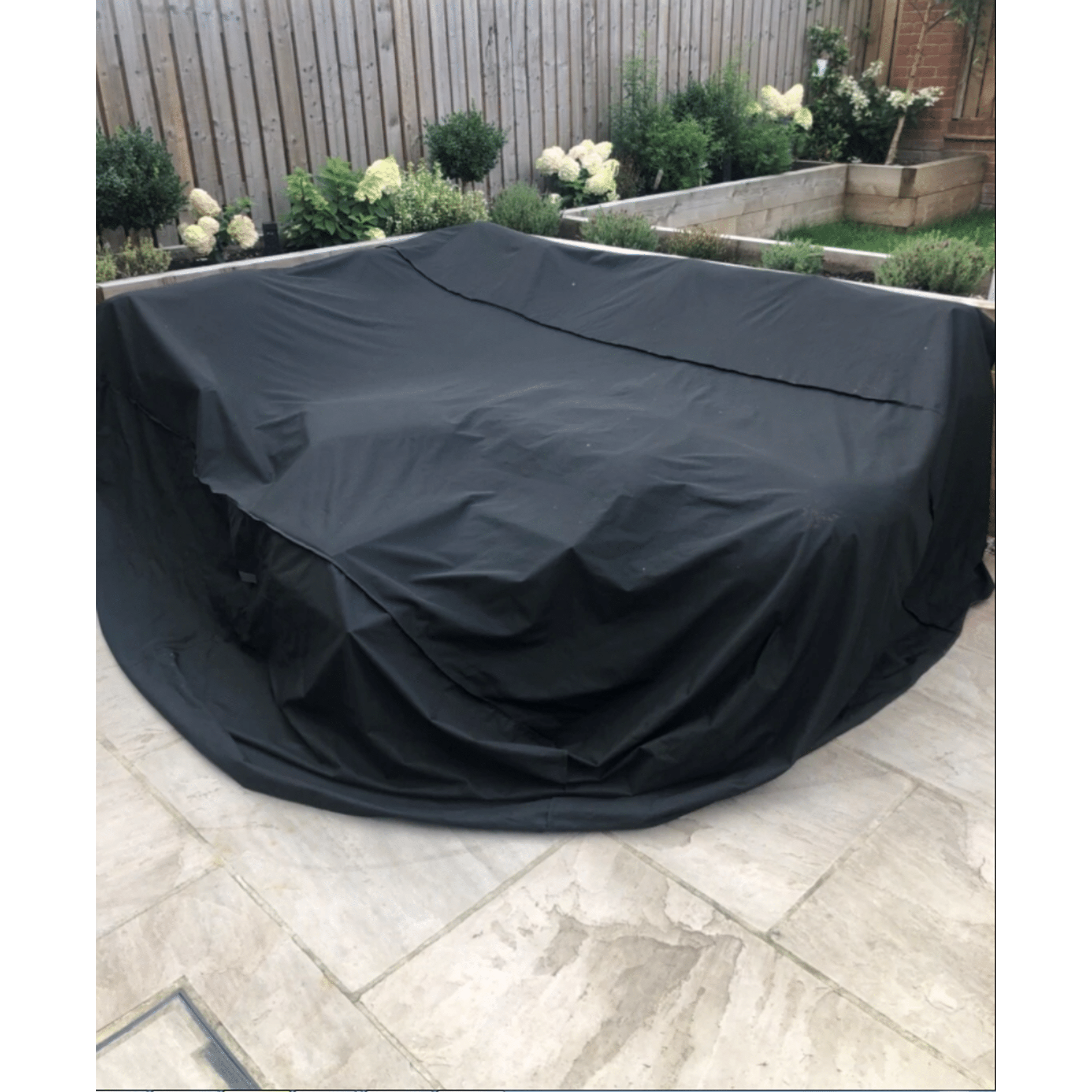 Azkoeesy 7 Seater Rattan Garden Furniture Set Semi-Assembled Rattan Garden Furniture Sets 5 Pieces Corner Sofa Dining Set Wicker Outdoor Patio Sofa Set with Table and Seat Cushions