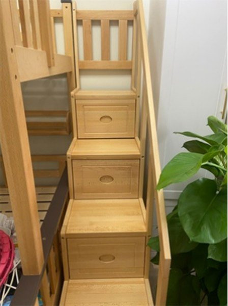 Double bunk bed, convertible into two independent solid rubber wood beds