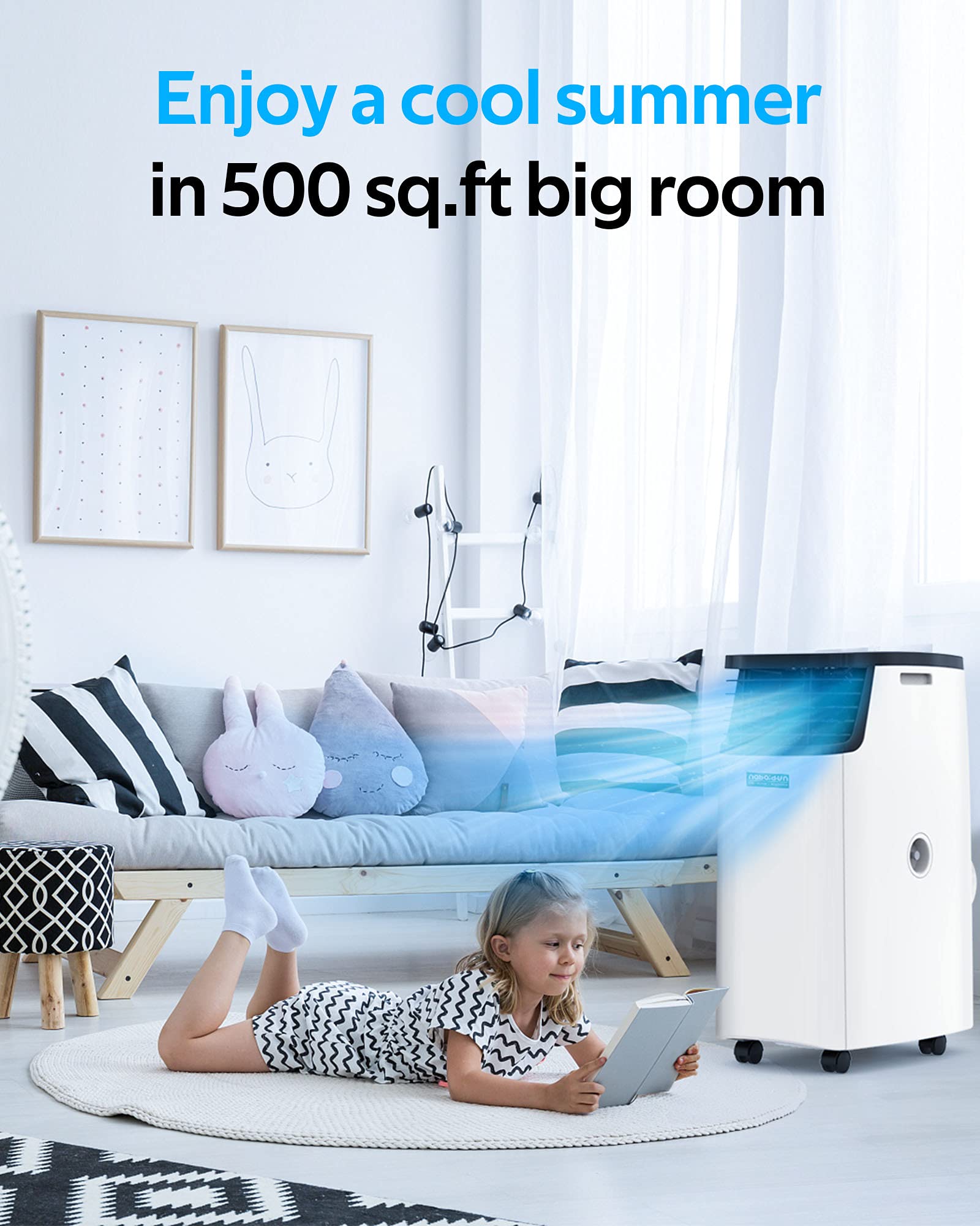 Portable Air Conditioner-14000BTU Portable AC Unit 500 Sqft AC Window Unit, Dehumidifier, with Remote Control Timer Wheels Auto Defrost, for Small Room Home Bedroom Living Rooms