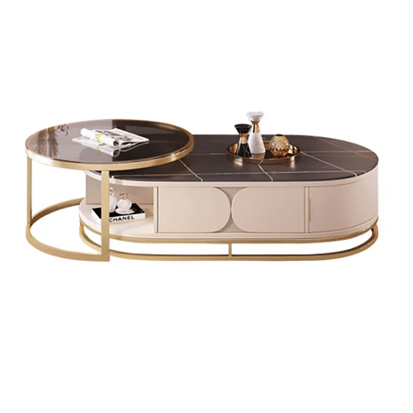 2 Pieces Modern Nesting Coffee Table with Drawers