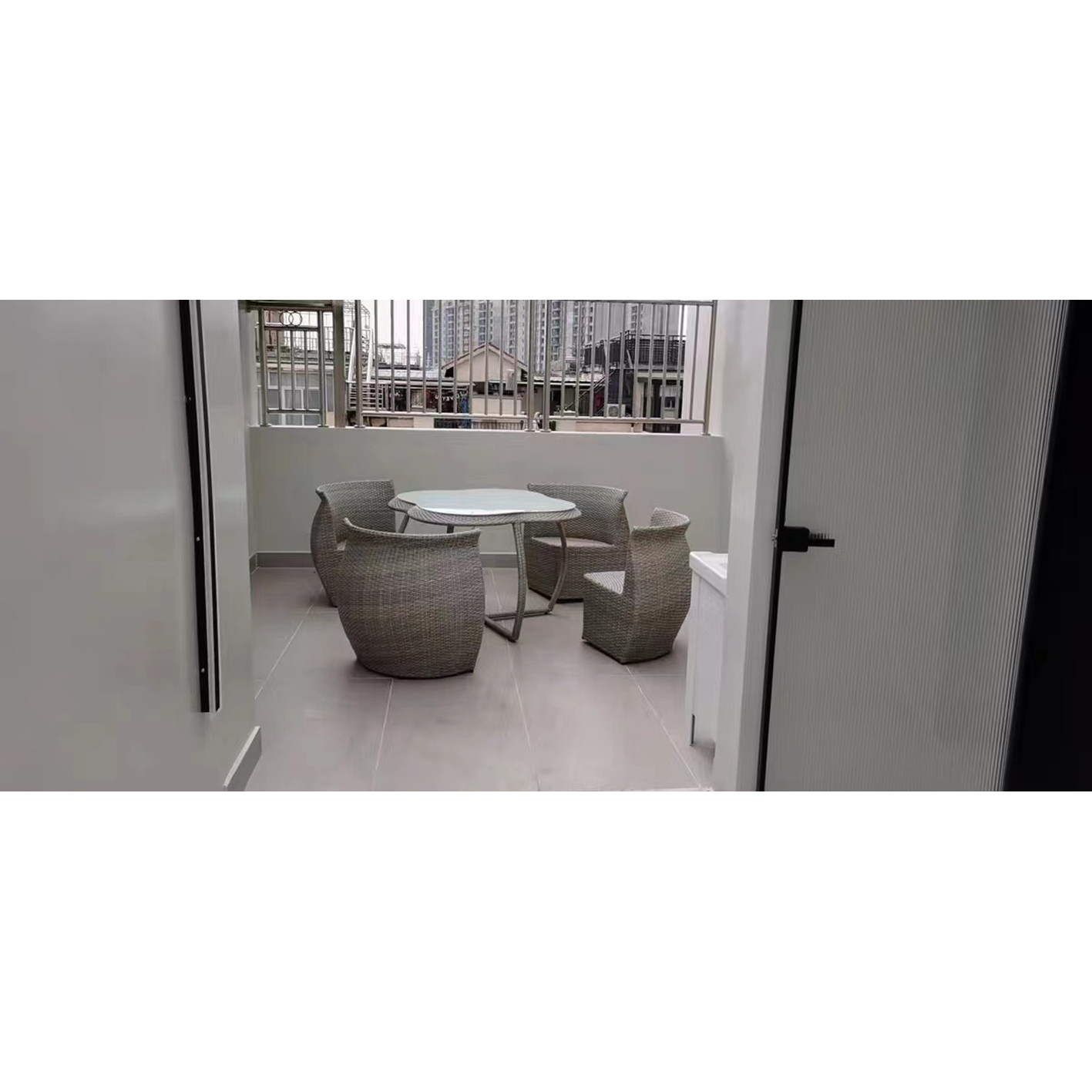 Outdoor rattan chair storage table and chair five-piece outdoor garden courtyard waterproof sunscreen furniture outdoor balcony rattan table and chair