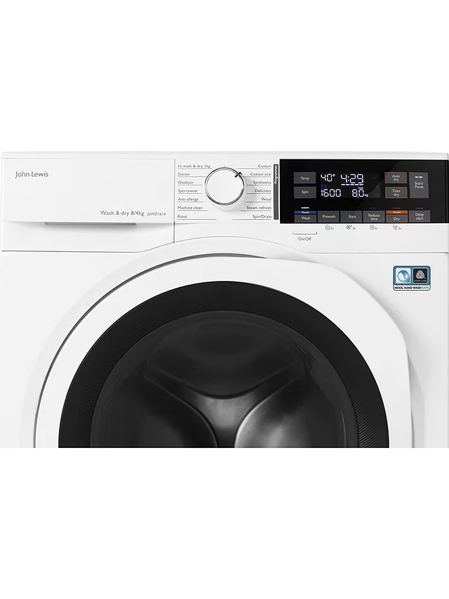JLWD1614 Freestanding Washer Dryer, 8kg4kg Load, 1600rpm Spin, White