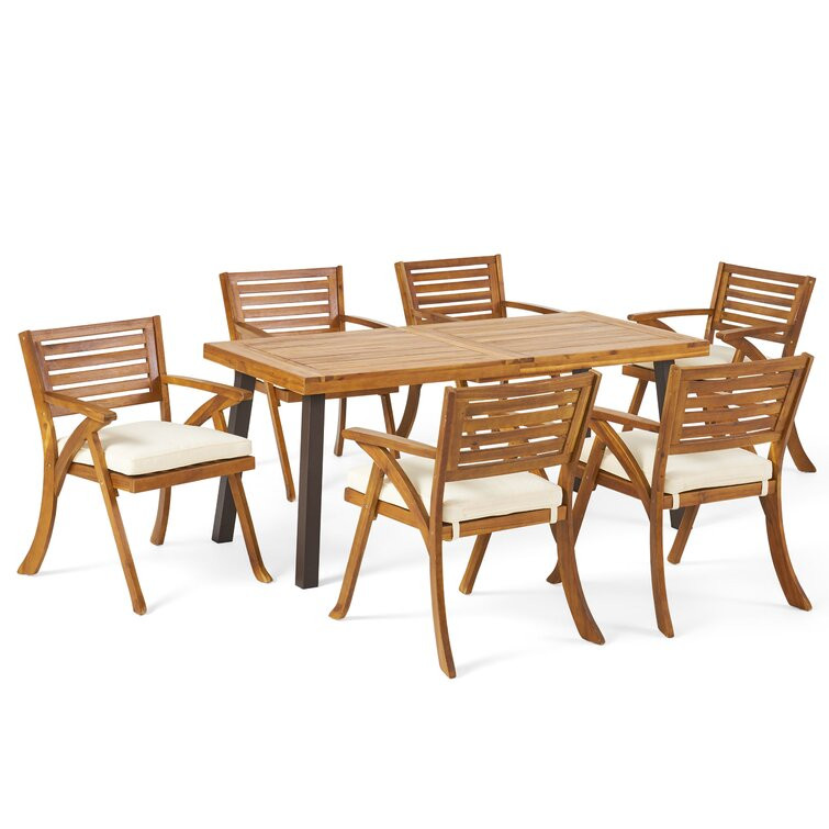 Rectangular 6 - Person 32.25'' Long Dining Set with Cushions