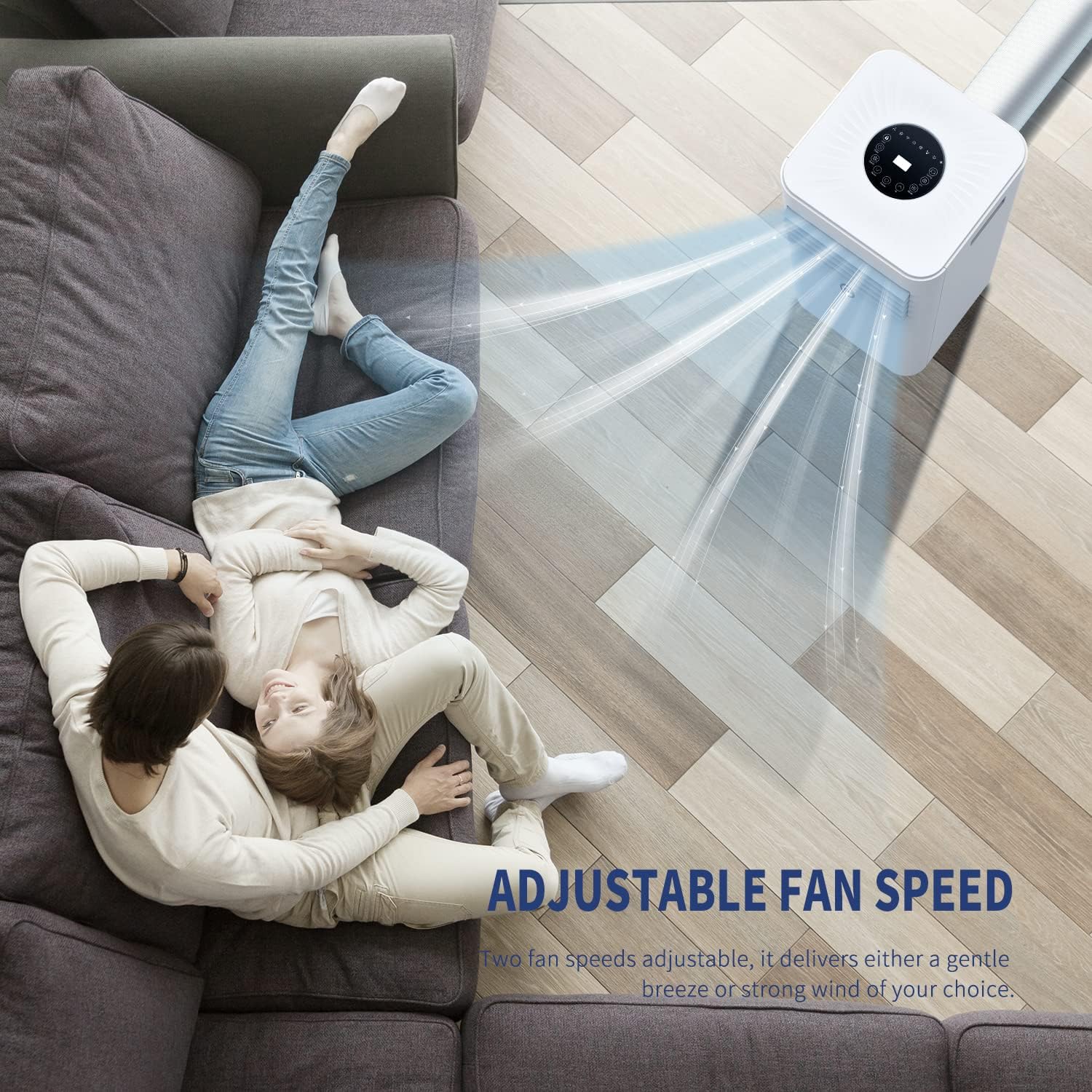 Portable Air Conditioner 9000 BTU 4-in-1 Dehumidifier, Cooling Fan with 2 Speeds, Digital Display & Remote Control, and 24 Hour Timer for Rooms Up to 215ft