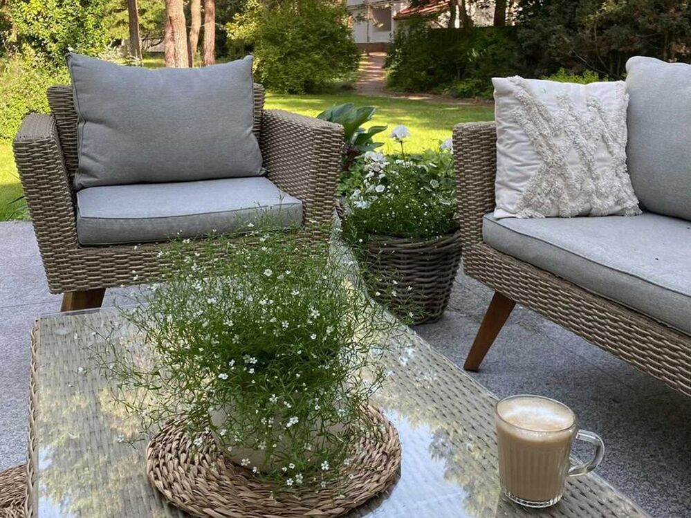 Sorento – 5 Seater Rattan Garden Sofa Set Grey VITTORIA XL