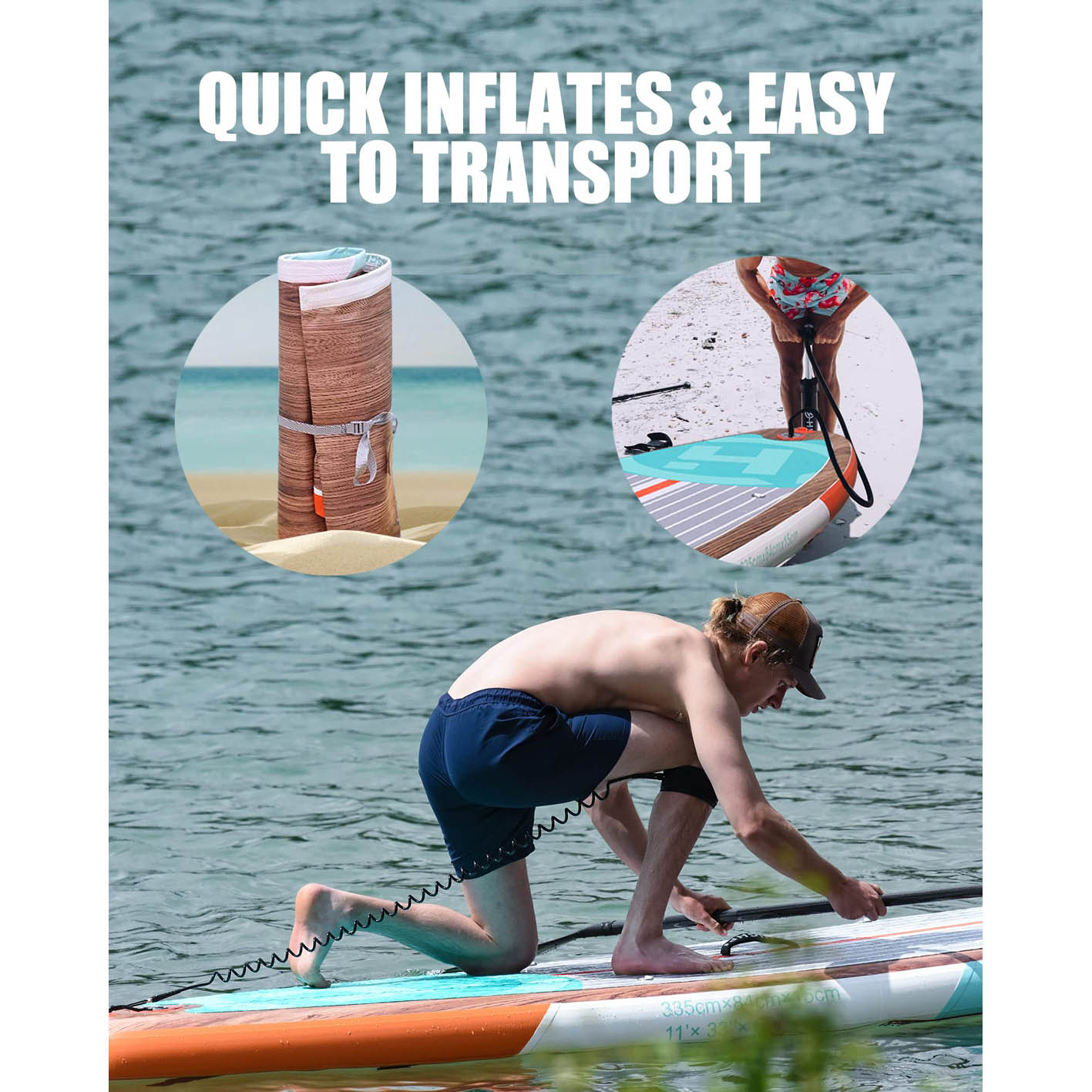 Highpi Inflatable Stand Up Paddle Board 11'x33''x6''W Premium SUP Accessories, Backpack, Wide Stance, Surf Control, Non-Slip Deck, Leash, Paddle and Pump