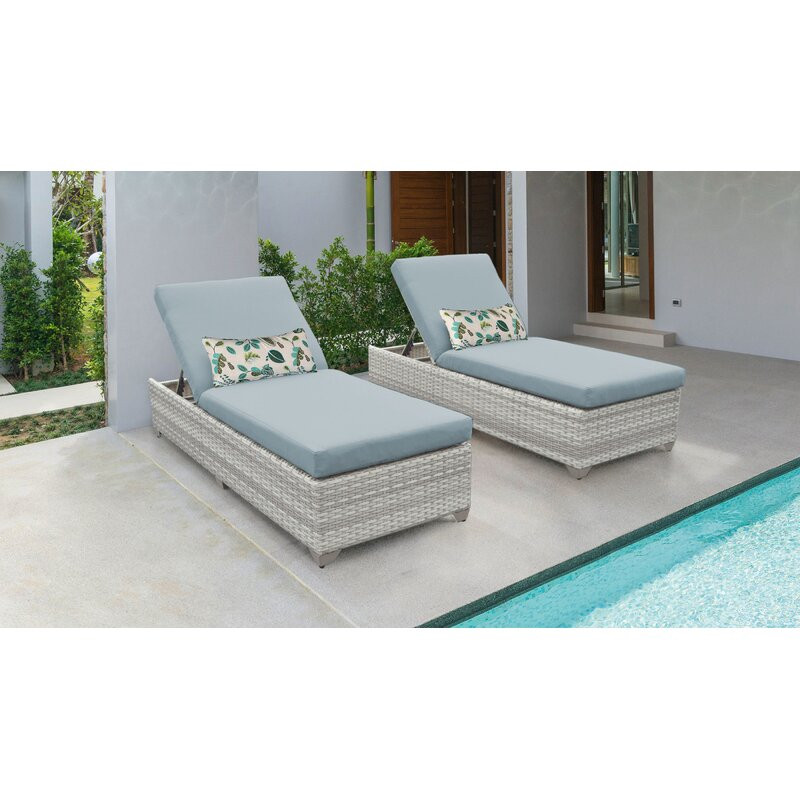 Long Reclining Chaise Lounge Set with Cushions (Set of 2)