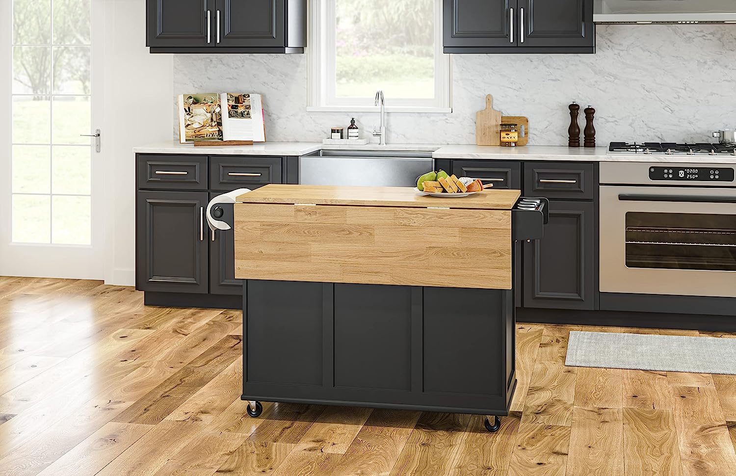 Liberty Black Kitchen Cart with Wood Top by Home Styles