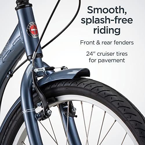 Schwinn Meridian Adult Tricycle, 24 or 26-Inch Wheel Options, Low Step-Through Aluminum Frame, Cargo Basket, Multiple Colors