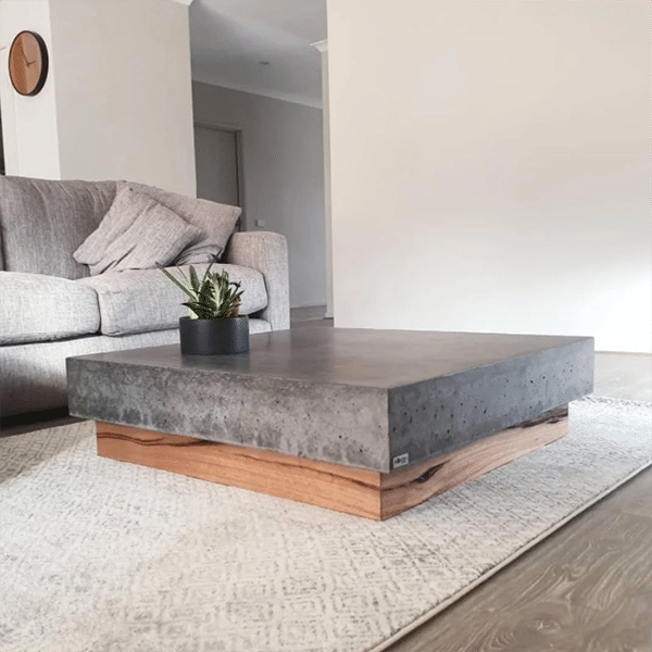polished concrete square coffee table