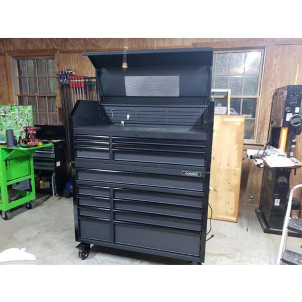 Industrial 52 in. W x 21.5 in. D 15-Drawer Tool Chest and Rolling Cabinet Combo with LED Light in Matte Black