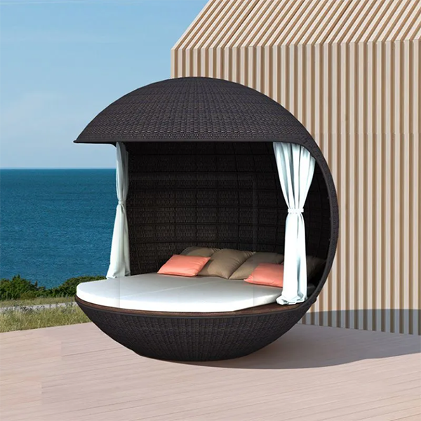 Rattan furniture leisure club beach swimming pool double rattan bed personalized custom creative round lazy